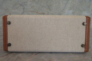 HERMES／エルメス ケリー28 トワルアッシュ/クシュベル ベージュ/ゴールド 〇U刻印 ハンドバッグ 700040217