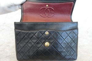 CHANEL Matelasse double flap double chain shoulder bag Lambskin Black/Gold hadware Shoulder bag 700070154