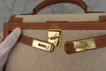 將圖片載入圖庫檢視器 HERMES／エルメス ケリー28 トワルアッシュ/クシュベル ベージュ/ゴールド 〇U刻印 ハンドバッグ 700040217
