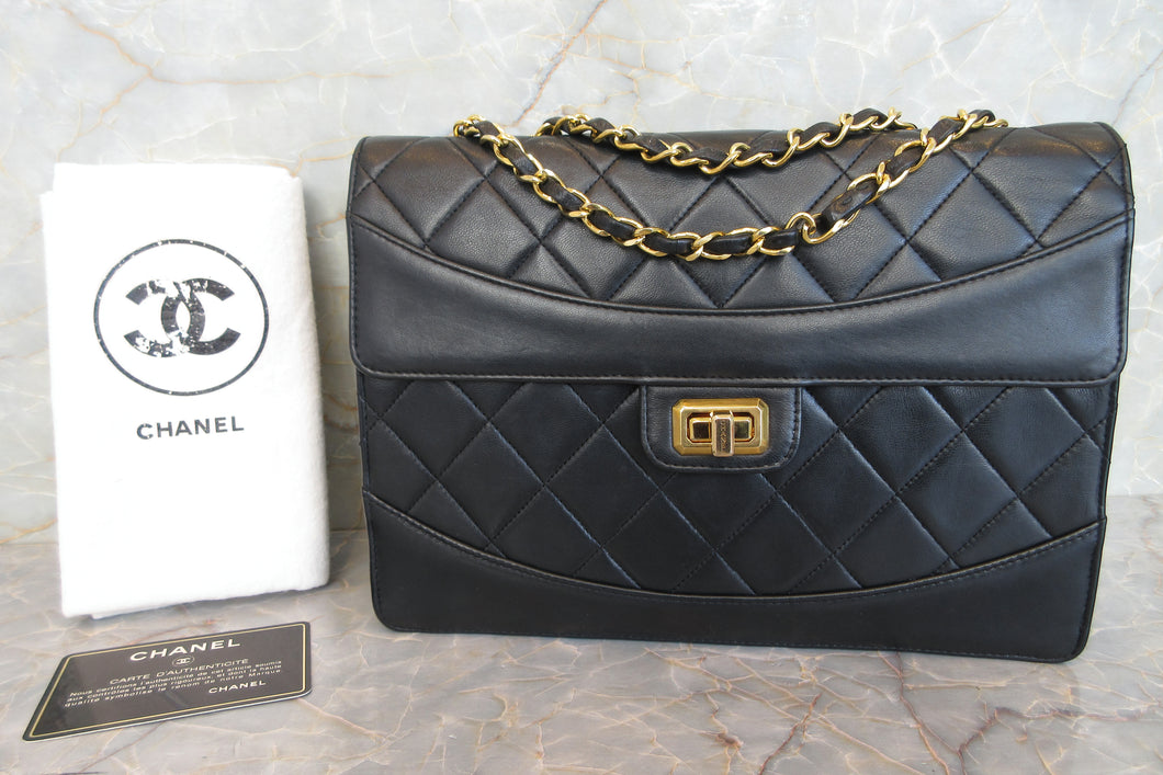 CHANEL/シャネル 2.55マトラッセチェーンショルダーバッグ ラムスキン ブラック/ゴールド金具 ショルダーバッグ 700010102