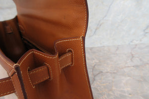 HERMES／エルメス ケリー28 トワルアッシュ/クシュベル ベージュ/ゴールド 〇U刻印 ハンドバッグ 700040217