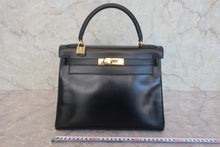 画像をギャラリービューアに読み込む, HERMES／エルメス ケリー28 ボックスカーフ ブラック 〇R刻印 ハンドバッグ 800020056
