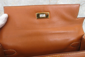 HERMES／エルメス ケリー28 トワルアッシュ/クシュベル ベージュ/ゴールド 〇U刻印 ハンドバッグ 700040217