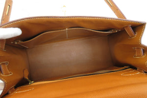 HERMES／エルメス ケリー28 トワルアッシュ/クシュベル ベージュ/ゴールド 〇U刻印 ハンドバッグ 700040217