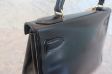 画像をギャラリービューアに読み込む, HERMES／エルメス ケリー28 ボックスカーフ ブラック 〇R刻印 ハンドバッグ 800020056
