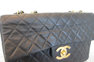 CHANEL/シャネル デカマトラッセシングルフラップチェーンショルダーバッグ ラムスキン ブラック/ゴールド金具 ショルダーバッグ 700070163