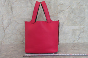 HERMES／エルメス ピコタンロックエクラＭＭ トリヨンクレマンス/ヴォースイフト フランボワーズ/ルージュセリエ Z刻印 ハンドバッグ 700050110