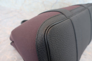 HERMES／エルメス ガーデンパーティPM トワルオフィシェ/レザー パープル/ブラック D刻印 トートバッグ 700070269