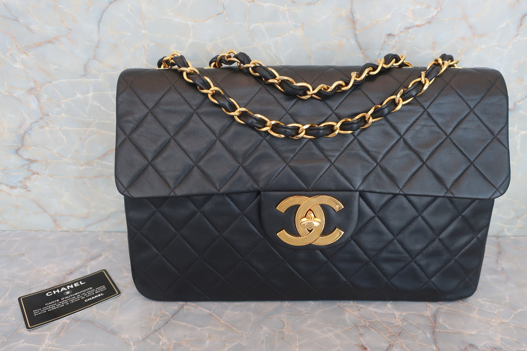 CHANEL/シャネル デカマトラッセシングルフラップチェーンショルダーバッグ ラムスキン ブラック/ゴールド金具  ショルダーバッグ 600080029