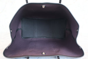 HERMES／エルメス ガーデンパーティPM トワルオフィシェ/レザー パープル/ブラック D刻印 トートバッグ 700070269