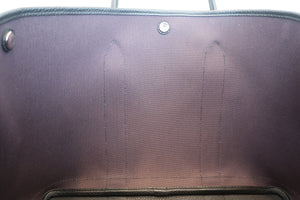 HERMES／エルメス ガーデンパーティPM トワルオフィシェ/レザー パープル/ブラック D刻印 トートバッグ 700070269