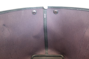 HERMES／エルメス ガーデンパーティPM トワルオフィシェ/レザー パープル/ブラック D刻印 トートバッグ 700070269