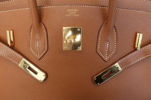 HERMES BIRKIN 35 Togo leather Gold □J Engraving Hand bag 600110089