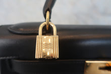 画像をギャラリービューアに読み込む, HERMES／エルメス ケリー28 ボックスカーフ ブラック 〇R刻印 ハンドバッグ 800020056
