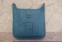 将图片加载到图库查看器，HERMES EVELYNE 2PM Clemence leather Blue jean □K刻印 Shoulder bag 700120171

