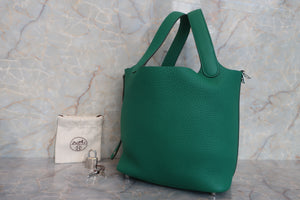 HERMES PICOTIN LOCK PM Clemence leather Vert vertigo Z Engraving Hand bag 600110217