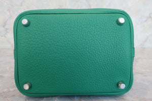 HERMES PICOTIN LOCK PM Clemence leather Vert vertigo Z Engraving Hand bag 600110217