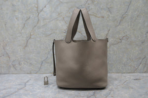 HERMES／エルメス ピコタンロックＭＭ トリヨンクレマンス トゥルティエールグレー □N刻印 ハンドバッグ 700090041