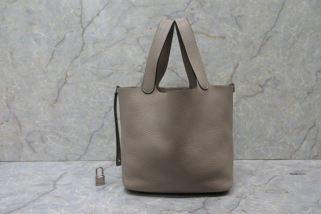 HERMES／エルメス ピコタンロックＭＭ トリヨンクレマンス トゥルティエールグレー □N刻印 ハンドバッグ 700090041