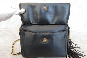 CHANEL/シャネル ココマークフリンジチェーンショルダーバッグ ラムスキン ブラック/ゴールド金具 ショルダーバッグ 700070147
