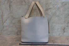 Load image into Gallery viewer, HERMES PICOTIN LOCK TOUCH MM Clemence leather/Swift leather Blue pale/Pearl gray □R Engraving Hand bag 700100079
