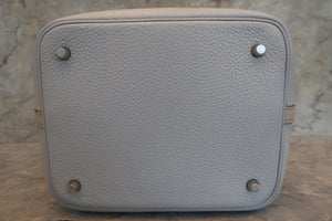HERMES PICOTIN LOCK TOUCH MM Clemence leather/Swift leather Blue pale/Pearl gray □R Engraving Hand bag 700100079