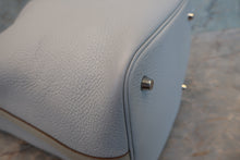 Load image into Gallery viewer, HERMES PICOTIN LOCK TOUCH MM Clemence leather/Swift leather Blue pale/Pearl gray □R Engraving Hand bag 700100079

