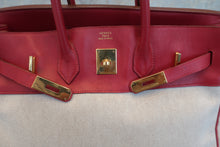 将图片加载到图库查看器，HERMES BIRKIN 35 Toile H/Graine Couchevel leather Beige/Rouge Viviff 〇Y刻印 Hand bag 500100095
