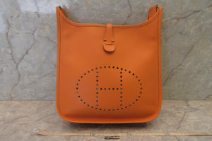 HERMES EVELYNE 3PM Epsom leather Orange □N Engraving Shoulder bag 700090119