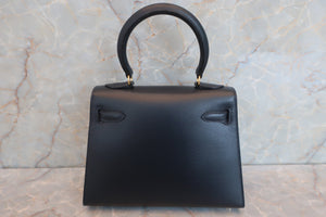 HERMES Mini KELLY 20 Box carf leather Blue Indigo 〇Y Engraving Shoulder bag 600050053