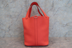 HERMES PICOTIN LOCK MM Clemence leather Orange poppy Z刻印 Hand bag 600100077