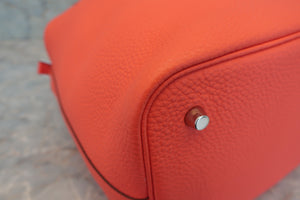 HERMES PICOTIN LOCK MM Clemence leather Orange poppy Z刻印 Hand bag 600100077