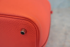 HERMES PICOTIN LOCK MM Clemence leather Orange poppy Z刻印 Hand bag 600100077