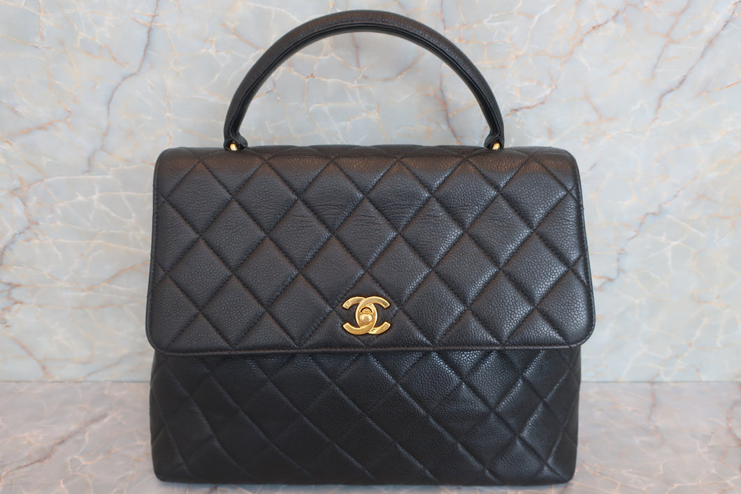 CHANEL/香奈儿 CF 梯形 手提包 荔枝皮 Black/Gold hadware(黑色/金色金属) 手提包  600080028