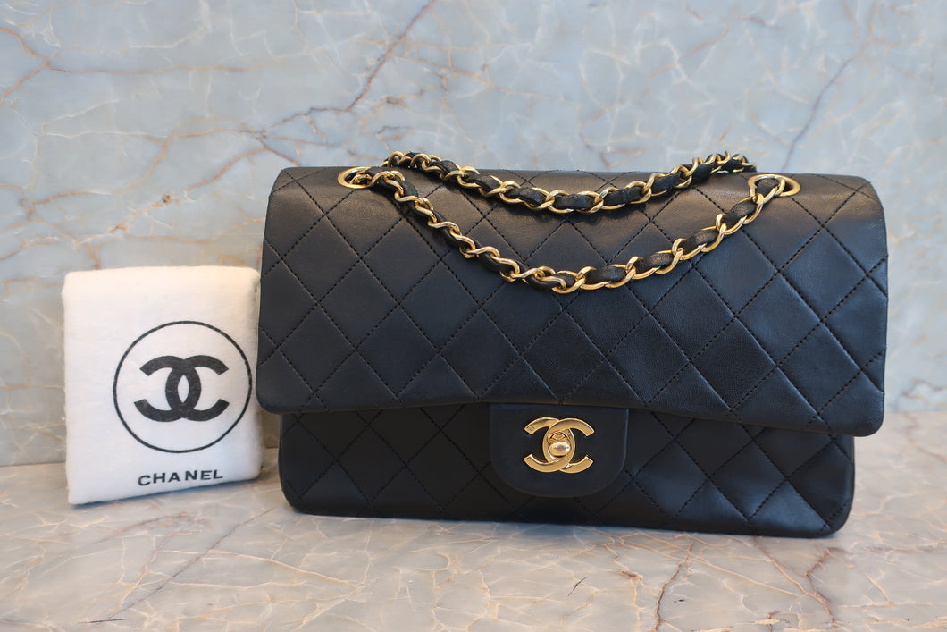 CHANEL/シャネル マトラッセWフラップWチェーンショルダーバッグ ラムスキン ブラック/ゴールド金具 ショルダーバッグ 700090025