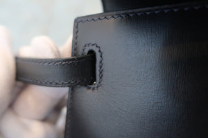 HERMES Mini KELLY 20 Box carf leather Blue Indigo 〇Y Engraving Shoulder bag 600050053
