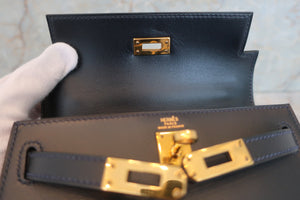 HERMES Mini KELLY 20 Box carf leather Blue Indigo 〇Y刻印 Shoulder bag 600050053