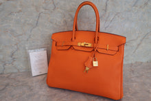 Load image into Gallery viewer, HERMES BIRKIN 35 Clemence leather Orange □P Engraving Hand bag 600110157
