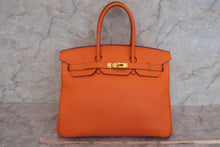 Load image into Gallery viewer, HERMES BIRKIN 35 Clemence leather Orange □P Engraving Hand bag 600110157
