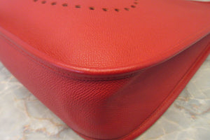 HERMES  EVELYNE1 GM Graine Couchevel leather Rouge vif □F Engraving Shoulder bag 700090118