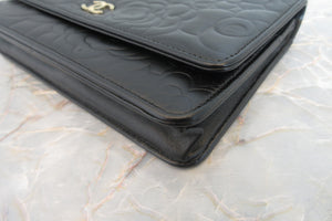 CHANEL/シャネル カメリアチェーンウォレット ラムスキン ブラック/ゴールド金具 ショルダーバッグ 700050193