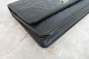 CHANEL/シャネル カメリアチェーンウォレット ラムスキン ブラック/ゴールド金具 ショルダーバッグ 700050193