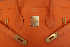 HERMES BIRKIN 35 Clemence leather Orange □P Engraving Hand bag 600110157