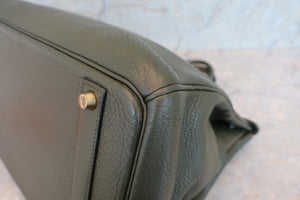 HERMES／エルメス バーキン40 トリヨンクレマンス カーキ □F刻印 ハンドバッグ 700070175