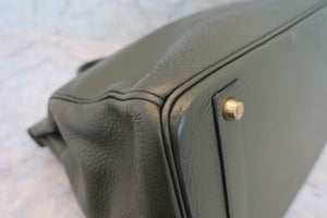 HERMES／エルメス バーキン40 トリヨンクレマンス カーキ □F刻印 ハンドバッグ 700070175
