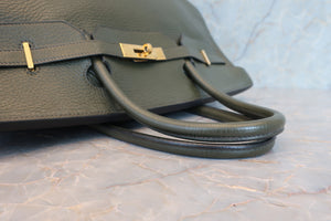 HERMES／エルメス バーキン40 トリヨンクレマンス カーキ □F刻印 ハンドバッグ 700070175