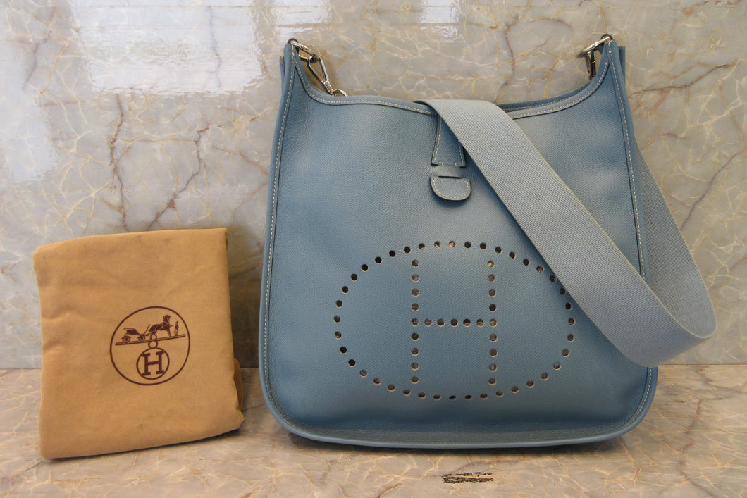 HERMES  EVELYNE1 GM Graine Couchevel leather Blue jean □A Engraving Shoulder bag 700090122
