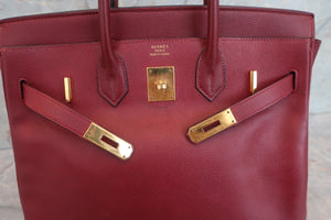 HERMES HAUT A COURROIRE 32 Graine Couchevel leather Rouge H 〇X Engraving Hand bag 600040233
