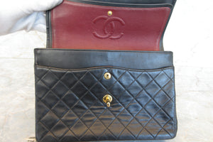 CHANEL/シャネル マトラッセWフラップWチェーンショルダーバッグ ラムスキン ブラック/ゴールド金具 ショルダーバッグ 700070160