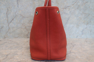 HERMES  GARDEN PARTY PM Negonda leather Rouge duchesse □R Engraving Tote bag700100089